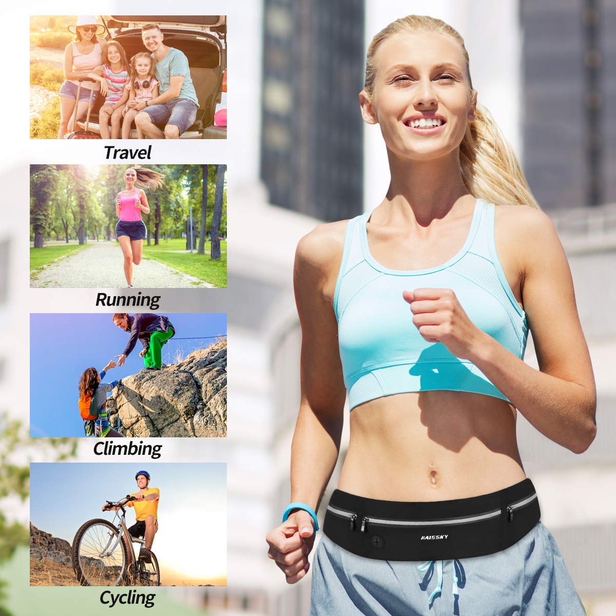 Pasek do biegania na telefon komórkowy, saszetki biodrowe, pasek sport - obrazek 3