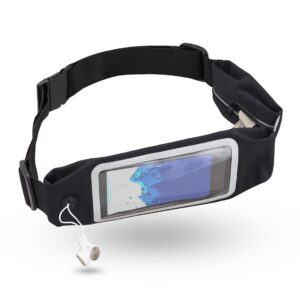 Relaxdays Pasek do biegania z kieszenią na telefon komórkowy do 67" wodoszczelny odblaskowy otwór na słuchawki torba do joggingu czarny