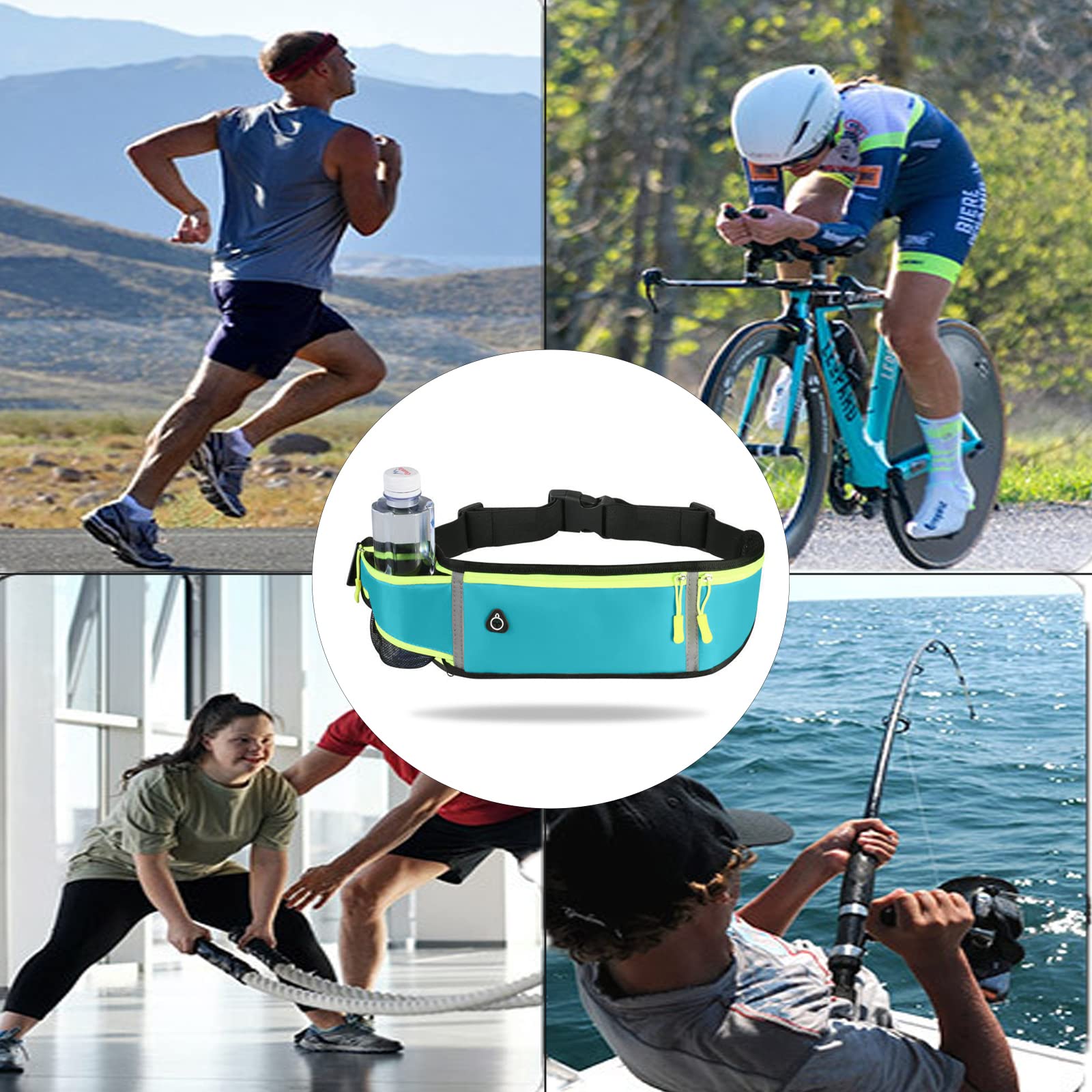 FIBOUND Pasek do biegania torba do biegania pasek do biegania wodoodporny pas do biegania z paskami odblaskowymi odporny na pot duża pojemność bieganie trening siłownia nan - obrazek 2