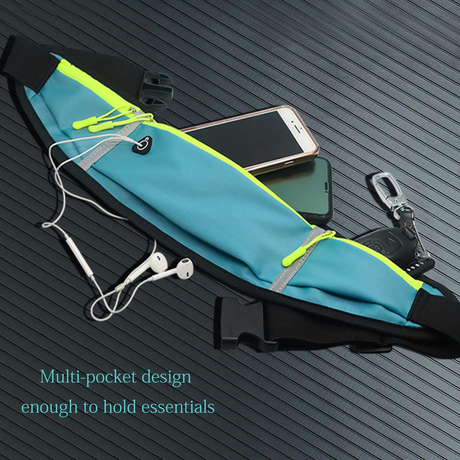 FIBOUND Pasek do biegania torba do biegania pasek do biegania wodoodporny pas do biegania z paskami odblaskowymi odporny na pot duża pojemność bieganie trening siłownia nan - obrazek 4