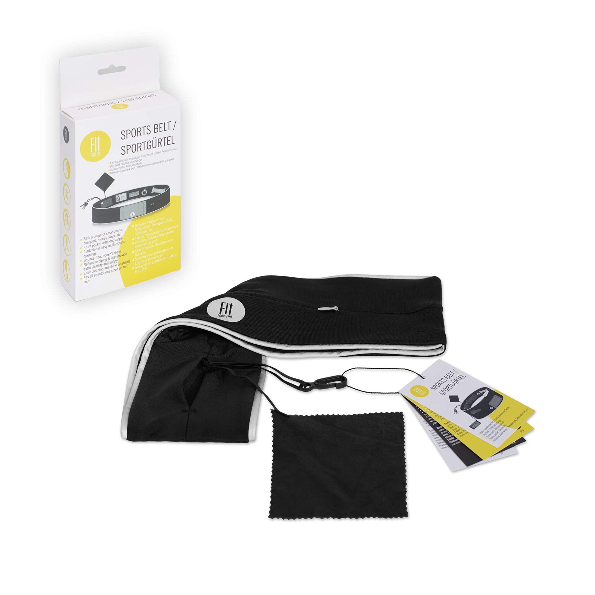 FitFeelsFun Pas sportowy na zamek błyskawiczny -Saszetka Kieszeń Nerka Pas biodrowy do biegania Jogging płaska kieszeń Pasek do sportu na telefon drobiazgi torebka biodrówka - obrazek 2