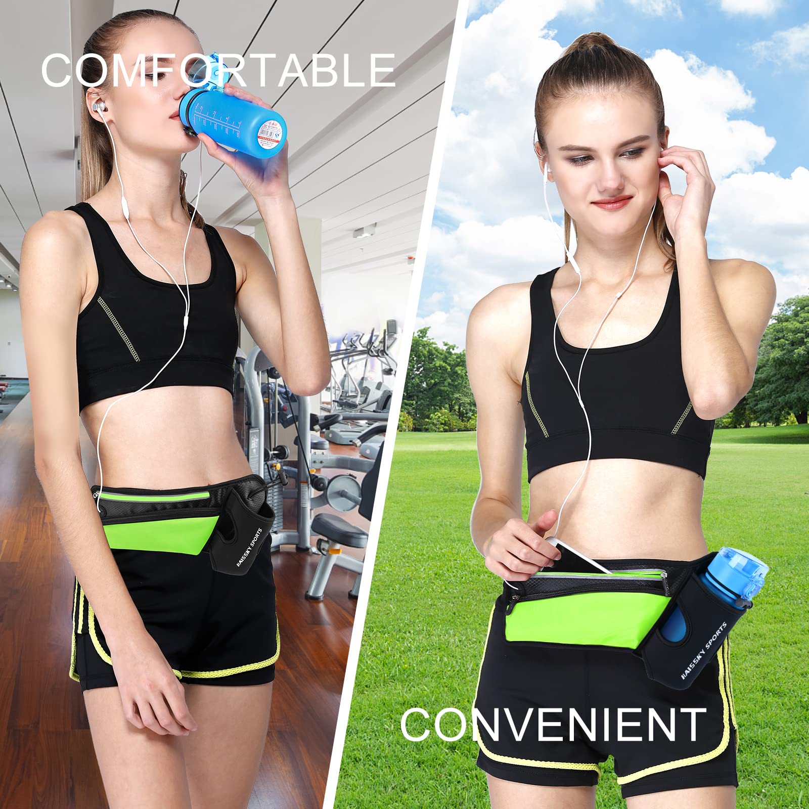 Haissky Pas do biegania z uchwytem na butelkę wody, fitness, wodoodpor - obrazek 6