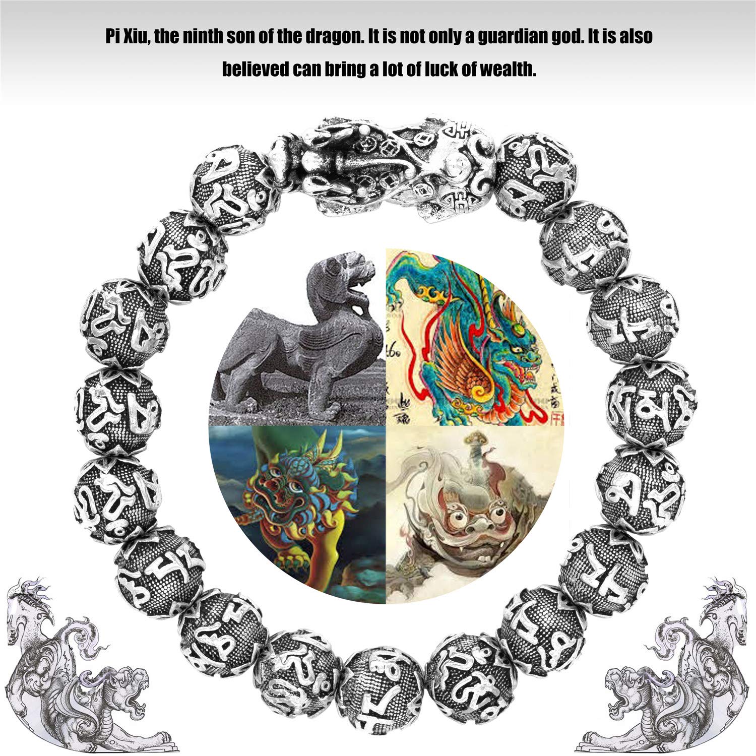 Bransoletka Feng Shui Pi Xiu z koralików - przyciąga bogactwo i powodzenie - obrazek 5