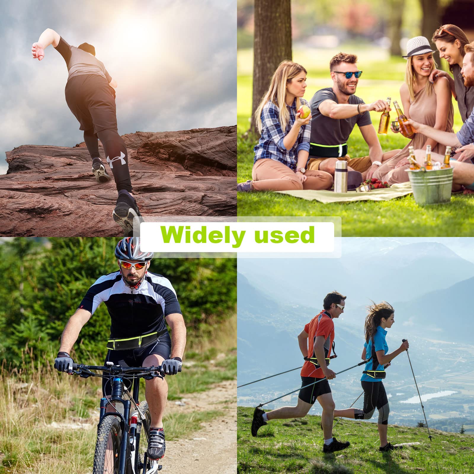 TSHAOUN 1 pasek do biegania z wodoodpornym regulowanym elastycznym paskiem regulowany pasek do biegania z odblaskowym paskiem odporne na pot talie torba do biegania na trening na siłowni w podróży i na świeżym powietrzu Czarny - obrazek 2