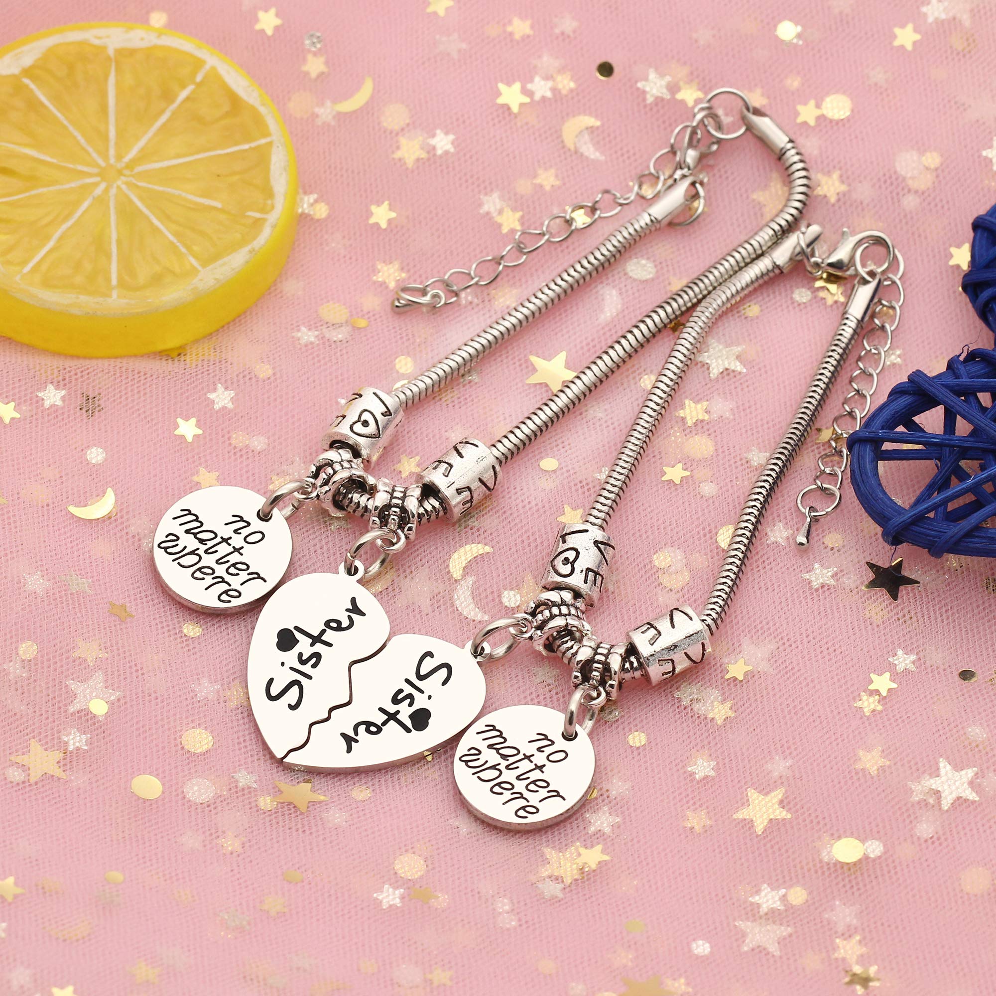 Bransoletka dla sióstr: 2 szt. biżuterii w kształcie serca - idealny prezent urodzinowy! - obrazek 4