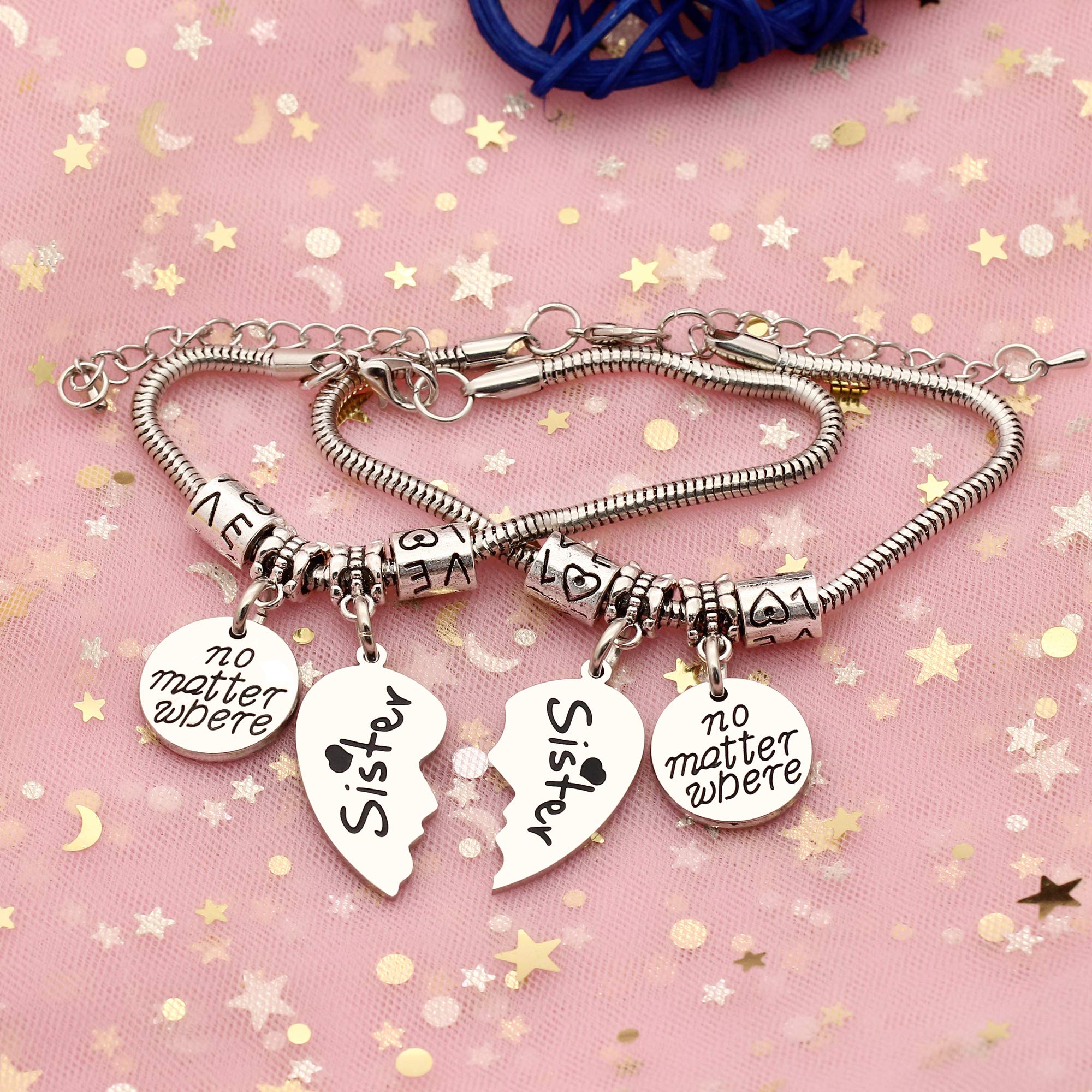 Bransoletka dla sióstr: 2 szt. biżuterii w kształcie serca - idealny prezent urodzinowy! - obrazek 3