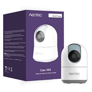Aeotec Smartthings GP-AEOCAMEU Kamera Kopułkowa Biały Do 10 m - Monitoring IP Kamera 1080p Full HD mit Nachtsicht, 360° Personenerkennung und Bewegungsverfolgung