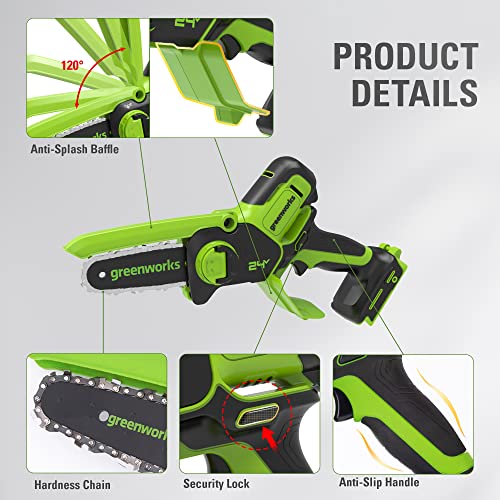 Greenworks Mini piła łańcuchowa 24 V 4 cale (10 cm) akumulatorowa piła - obrazek 3