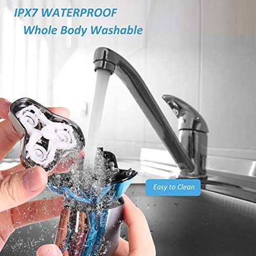 Golarka elektryczna dla mężczyzn IPX7 Wodoodp. na mokro i sucho Bezprzewodowa golarka obrotowa z trymerem USB - obrazek 7