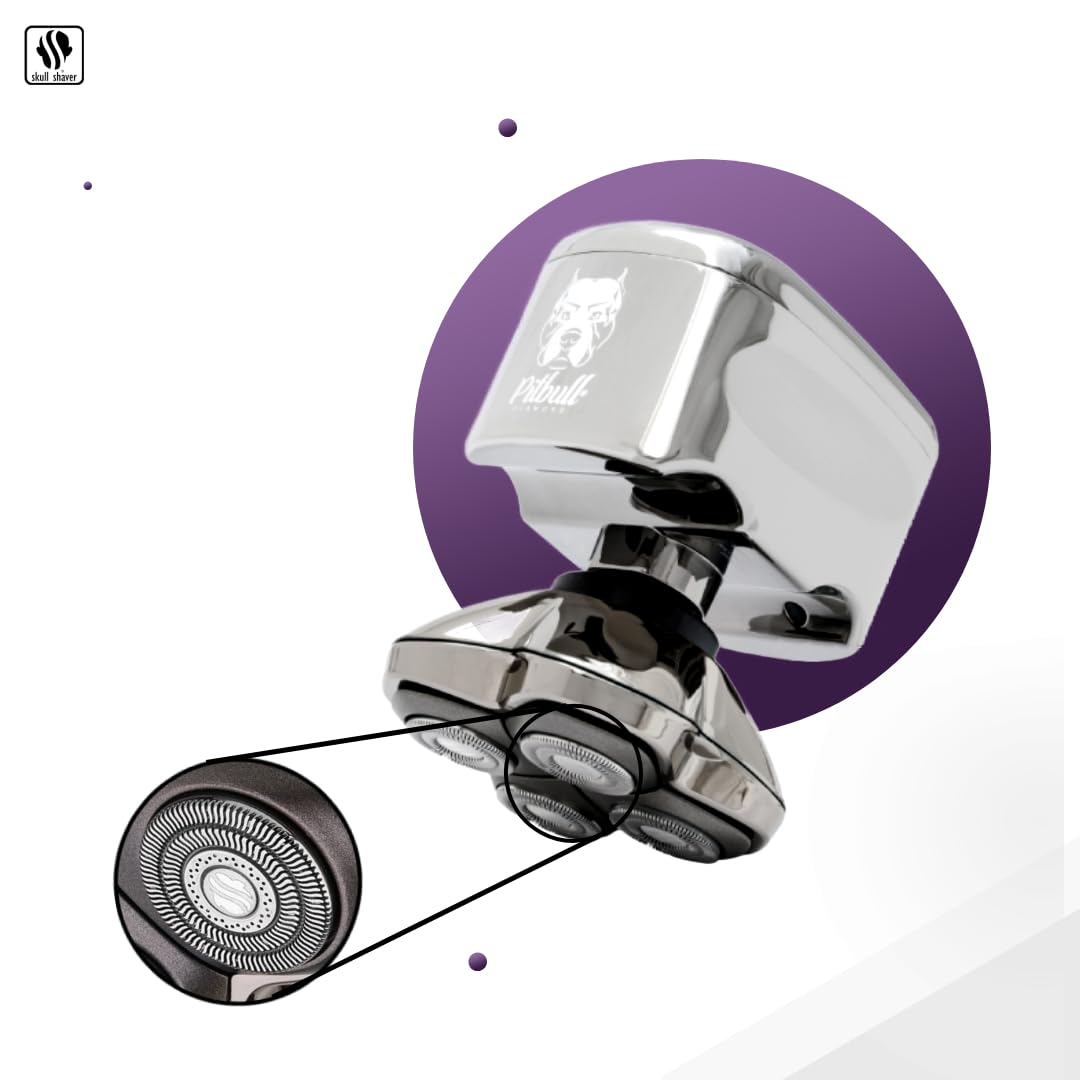 Golarka do głowy i twarzy Skull Shaver Pitbull Diamond PRO - prezent świąteczny dla mężczyzn, elektryczna maszynka do golenia z etui podróżnym, trymerem i wodoodpornością - obrazek 3