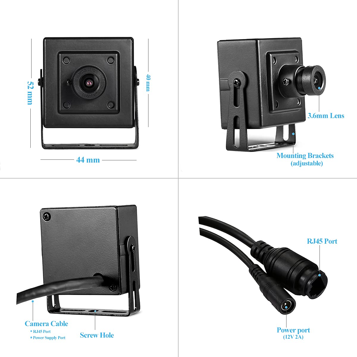 Revotech Mini Security IP Kamera HD 3 MP 75 stopni P2P H.265 CCTV - Kompakt, Metallgehäuse, Bewegungserkennung - obrazek 6