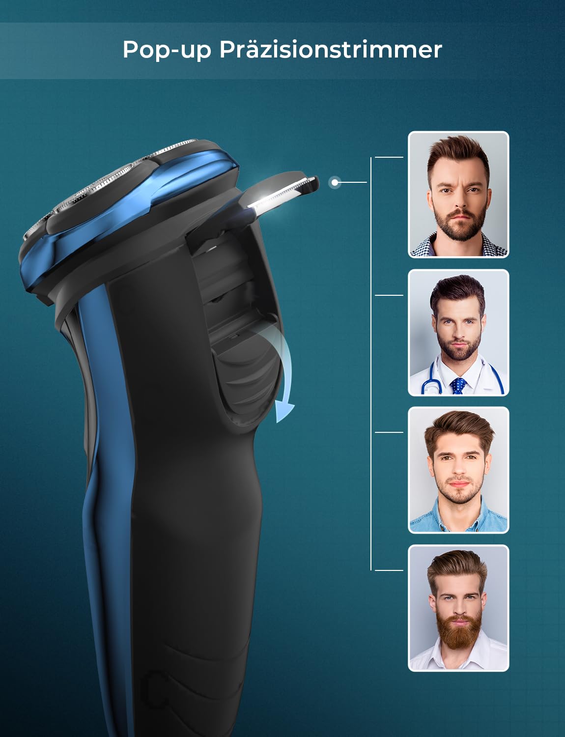 Golarka męska, elektryczna golarka z precyzyjnym trymerem, na mokro i - obrazek 7