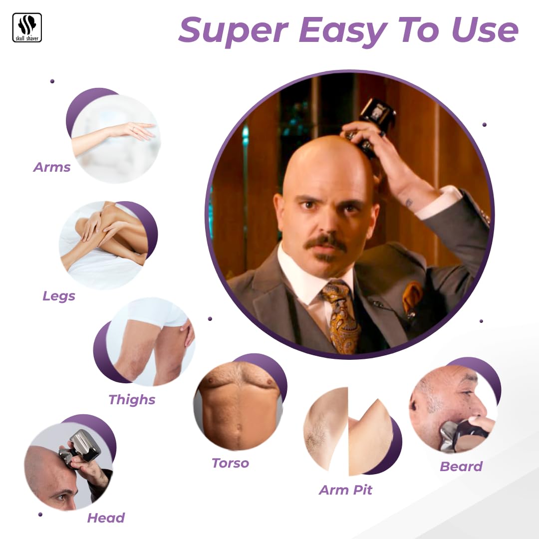 Golarka do głowy i twarzy Skull Shaver Pitbull Diamond PRO - prezent świąteczny dla mężczyzn, elektryczna maszynka do golenia z etui podróżnym, trymerem i wodoodpornością - obrazek 4