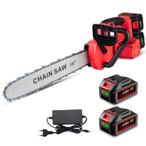 Akumulatorowa piła łańcuchowa ONEVAN z 2 akumulatorami 40 Ah 40 cm 16″ - elektryczna piła do gałęzi, drewna, automatyczne olejowanie, naciąganie bez narzędzi