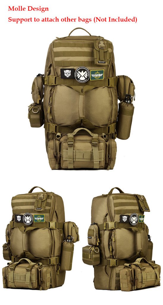 Yuhan Plecak taktyczny 60 l, system mocowania Molle, do wędrówek, trek - obrazek 3