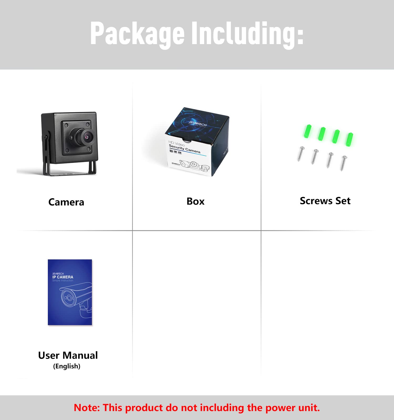 Revotech Mini Security IP Kamera HD 3 MP 75 stopni P2P H.265 CCTV - Kompakt, Metallgehäuse, Bewegungserkennung - obrazek 4