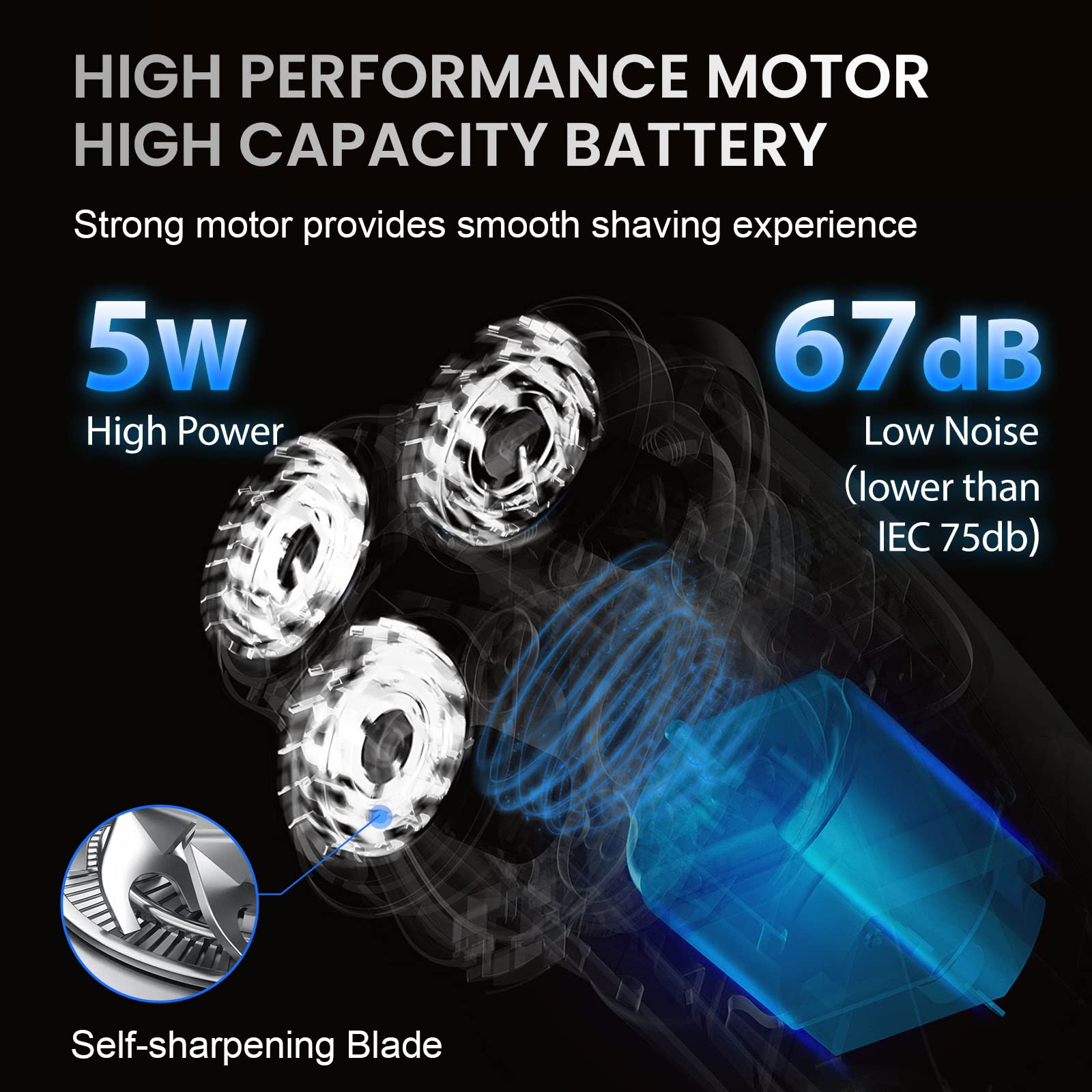 Golarka elektryczna 3D dla mężczyzn z trymerem pop-up - szybkie ładowanie, 90 min golenia, wyświetlacz LCD - obrazek 2