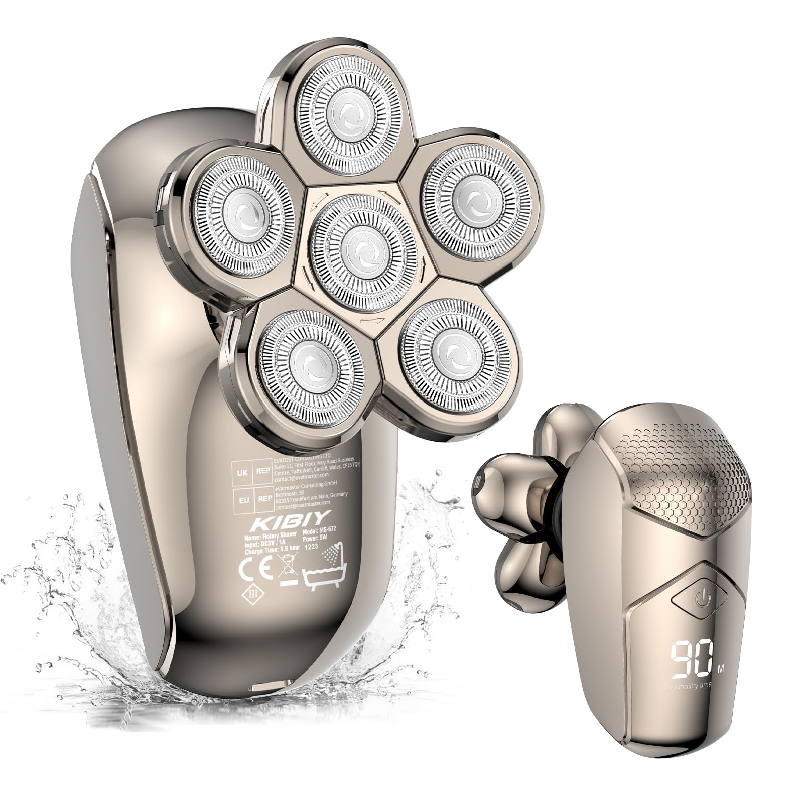 Golarka elektryczna do łysienia 5w1 z 6 obrotowymi głowicami IPX7 - zestaw do pielęgnacji brody i włosów