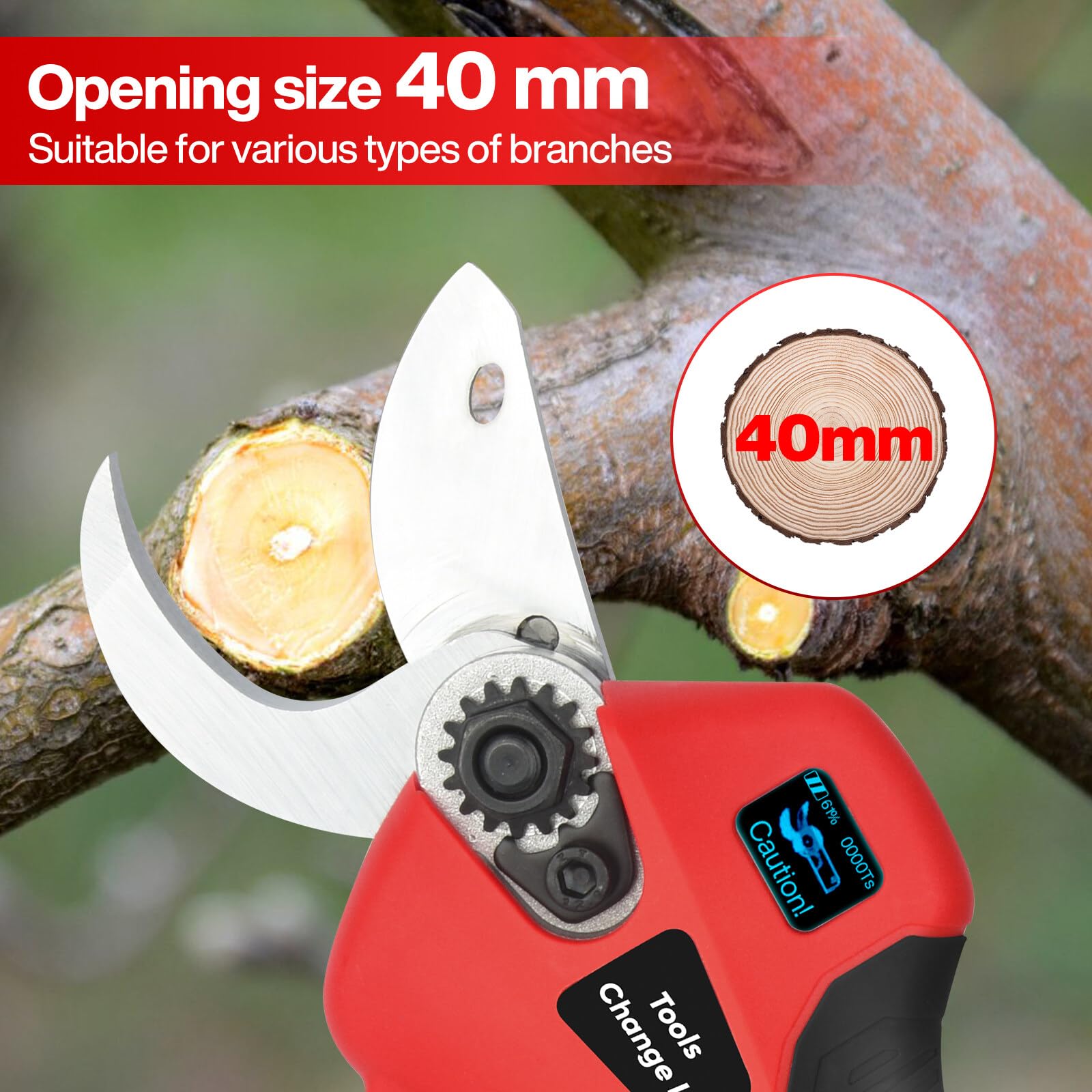 Profesjonalne elektryczne nożyce ogrodowe 168V bezprzewodowe akumulatorowe - cięcie do 40mm - obrazek 7