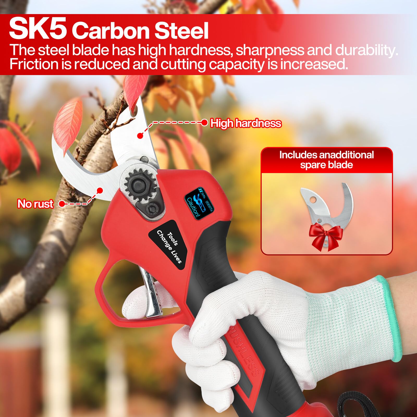 Profesjonalne elektryczne nożyce ogrodowe 168V bezprzewodowe akumulatorowe - cięcie do 40mm - obrazek 6