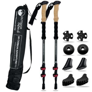 Teleskopowe kijki trekkingowe z włókna węglowego - lekkie kijki do nordic walkingu i jazdy na nartach
