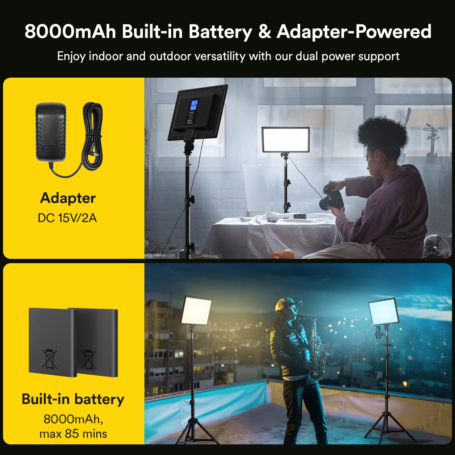 RALENO Zestaw Oświetlenia Wideo, Lampa Wideo LED ze Stojakiem 180 cm, - obrazek 6