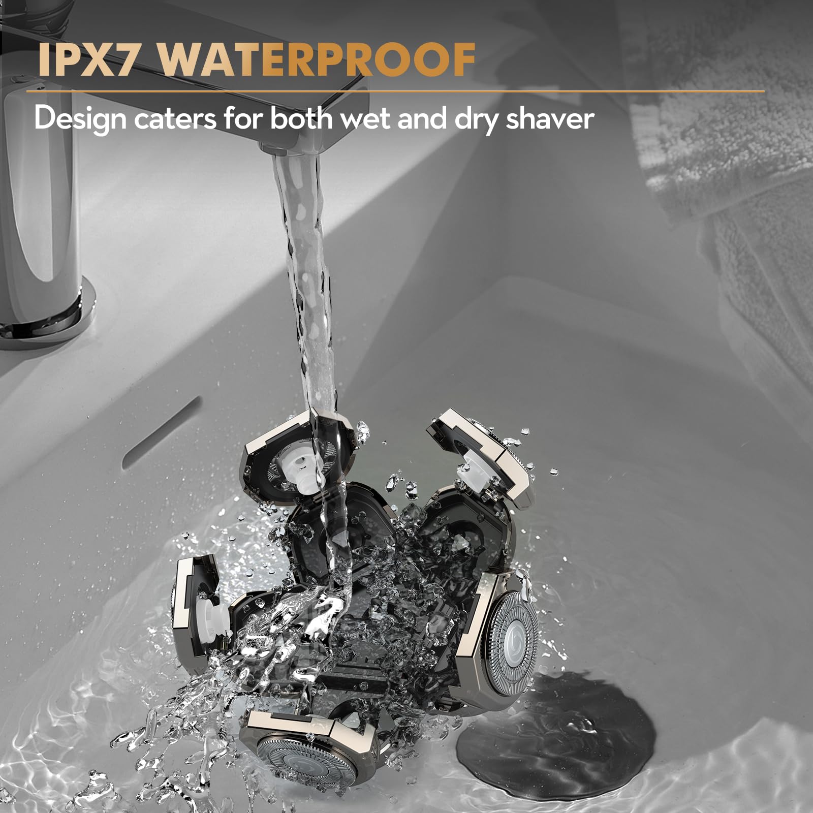 Golarka elektryczna do łysienia 5w1 z 6 obrotowymi głowicami IPX7 - zestaw do pielęgnacji brody i włosów - obrazek 5