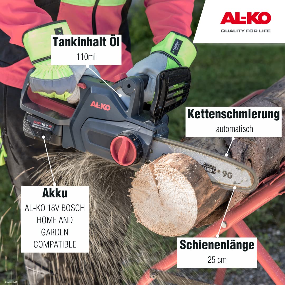 AL-KO Akumulatorowa piła łańcuchowa CS 1825, długość szyny 25 cm, napr - obrazek 6