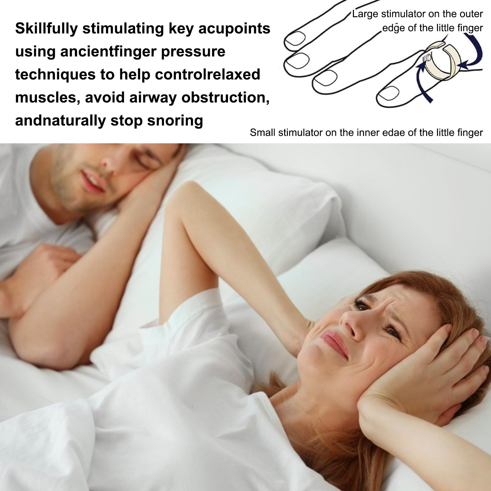 Pierścień przeciw chrapaniu na palec dla mężczyzn i kobiet (L) - Skuteczna akupresura do walki z chrapaniem - obrazek 4