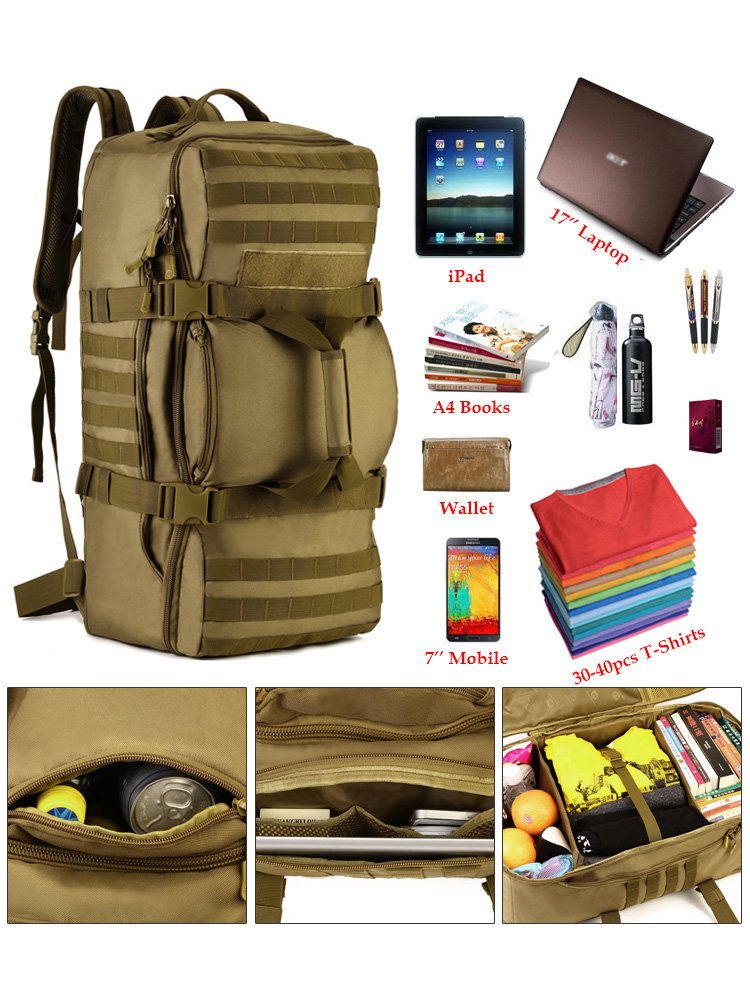 Yuhan Plecak taktyczny 60 l, system mocowania Molle, do wędrówek, trek - obrazek 4