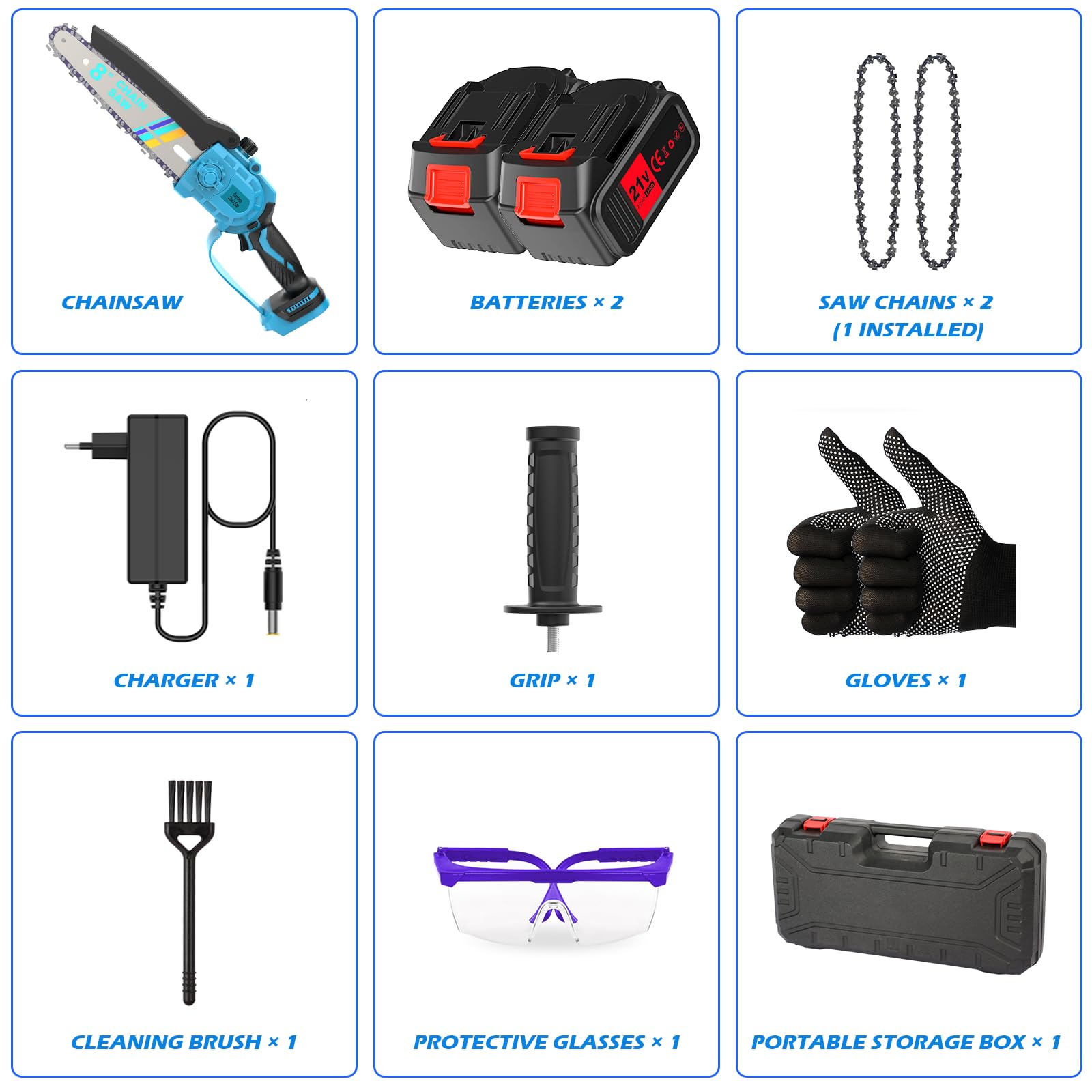 Akumulatorowa piła łańcuchowa 8000 mAh 8 cali mini bezszczotkowa elektryczna ręczna piła łańcuchowa - obrazek 7