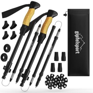 gipfelsport składany kij trekkingowy z aluminium z uchwytem korkowym