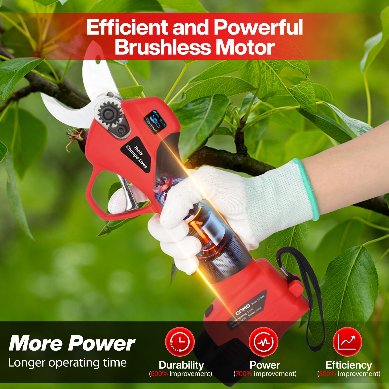 Profesjonalne elektryczne nożyce ogrodowe 168V bezprzewodowe akumulatorowe - cięcie do 40mm - obrazek 2