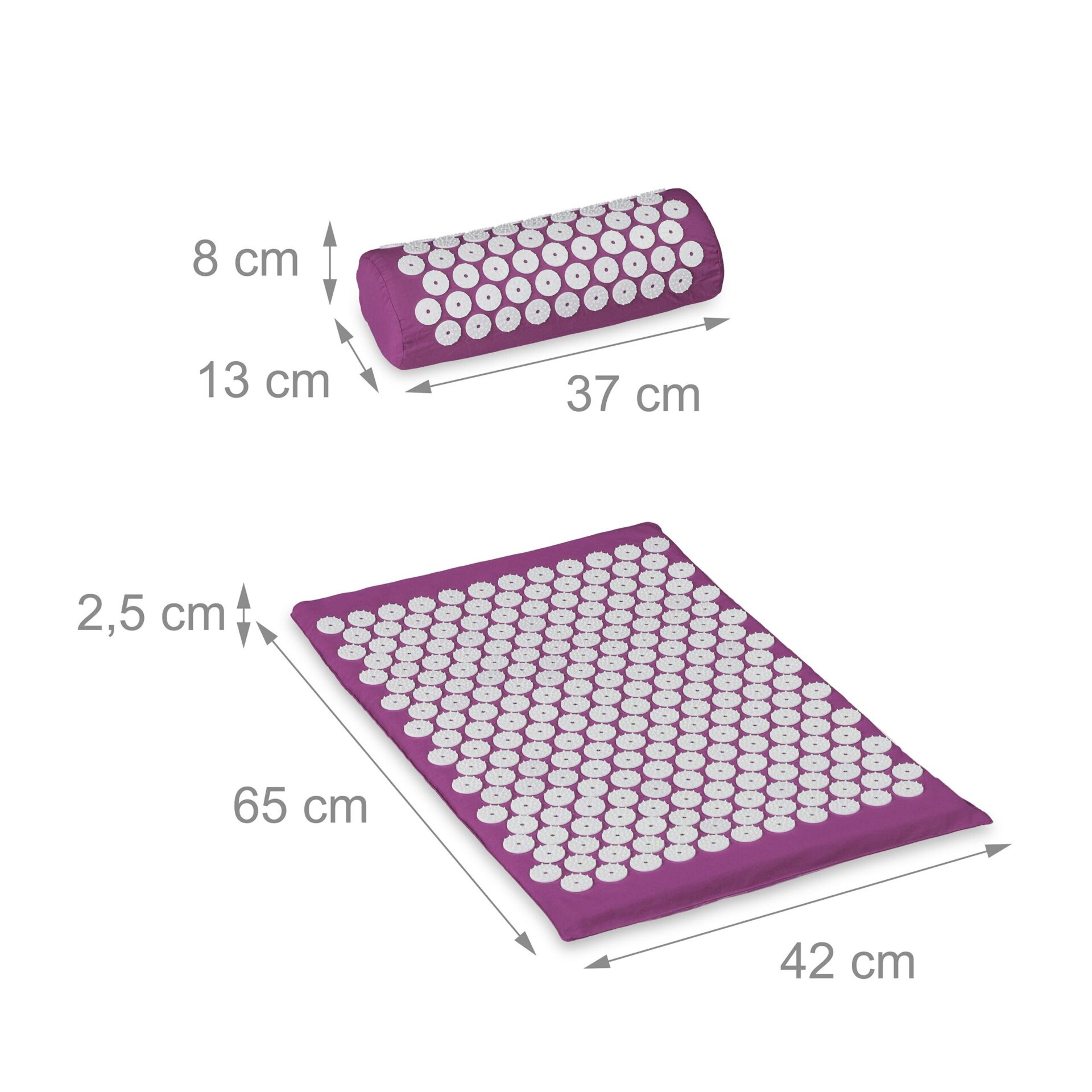 Relaxdays Mata do akupresury z poduszką i torbą - Redukcja stresu - Niebiesko-biała - Akupresura - 6210 końcówek - Wymiary 2,5 x 42 x 65 cm - obrazek 5