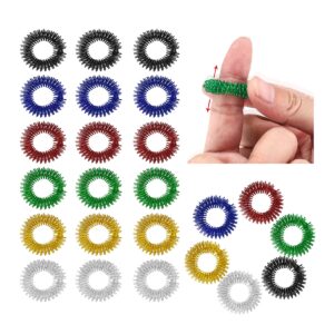 24 Kolczaste Pierścienie do Akupresury - Masaż Palców dla Relaksu (6 Kolorów) - Kigniote - Akupresura - Stal Nierdzewna - Redukcja Stresu