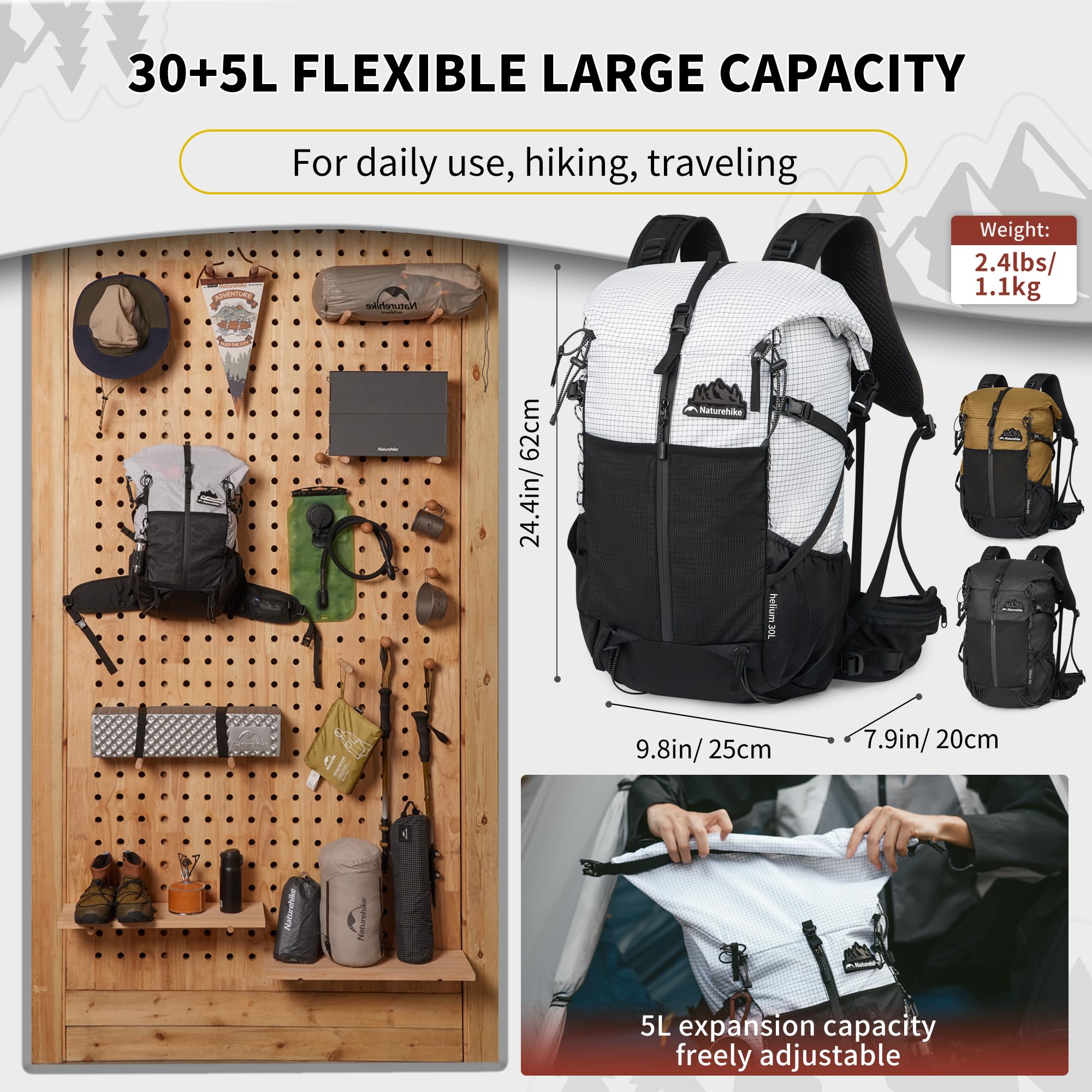 Plecak turystyczny Naturehike 25 l/35 l z regulowanym paskiem na klatkę piersiową - obrazek 7