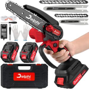 DELPHI Mini piła łańcuchowa z akumulatorem 105 cm i 15 cm - ręczna piła ręczna z silnikiem bezszczotkowym