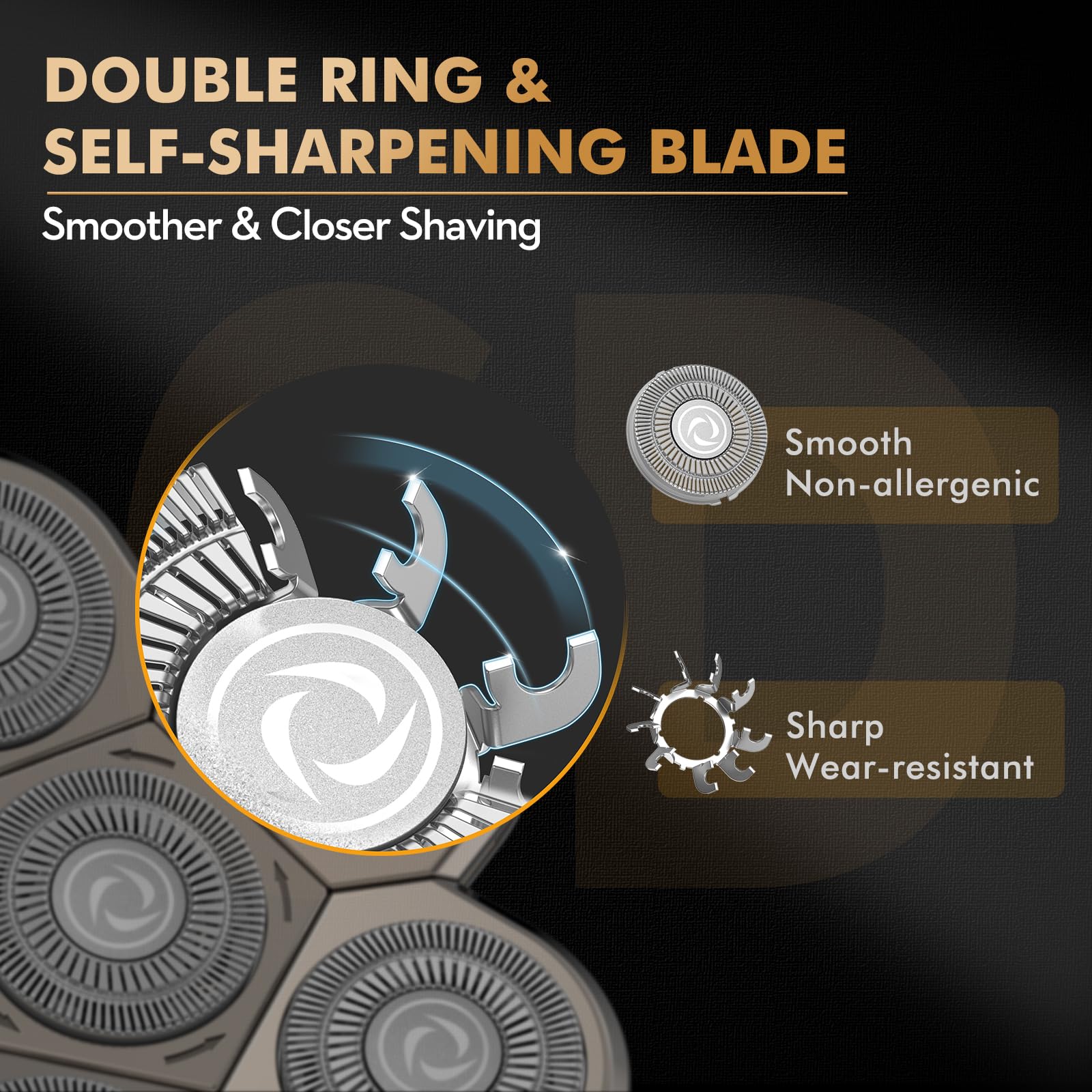 Golarka elektryczna do łysienia 5w1 z 6 obrotowymi głowicami IPX7 - zestaw do pielęgnacji brody i włosów - obrazek 8