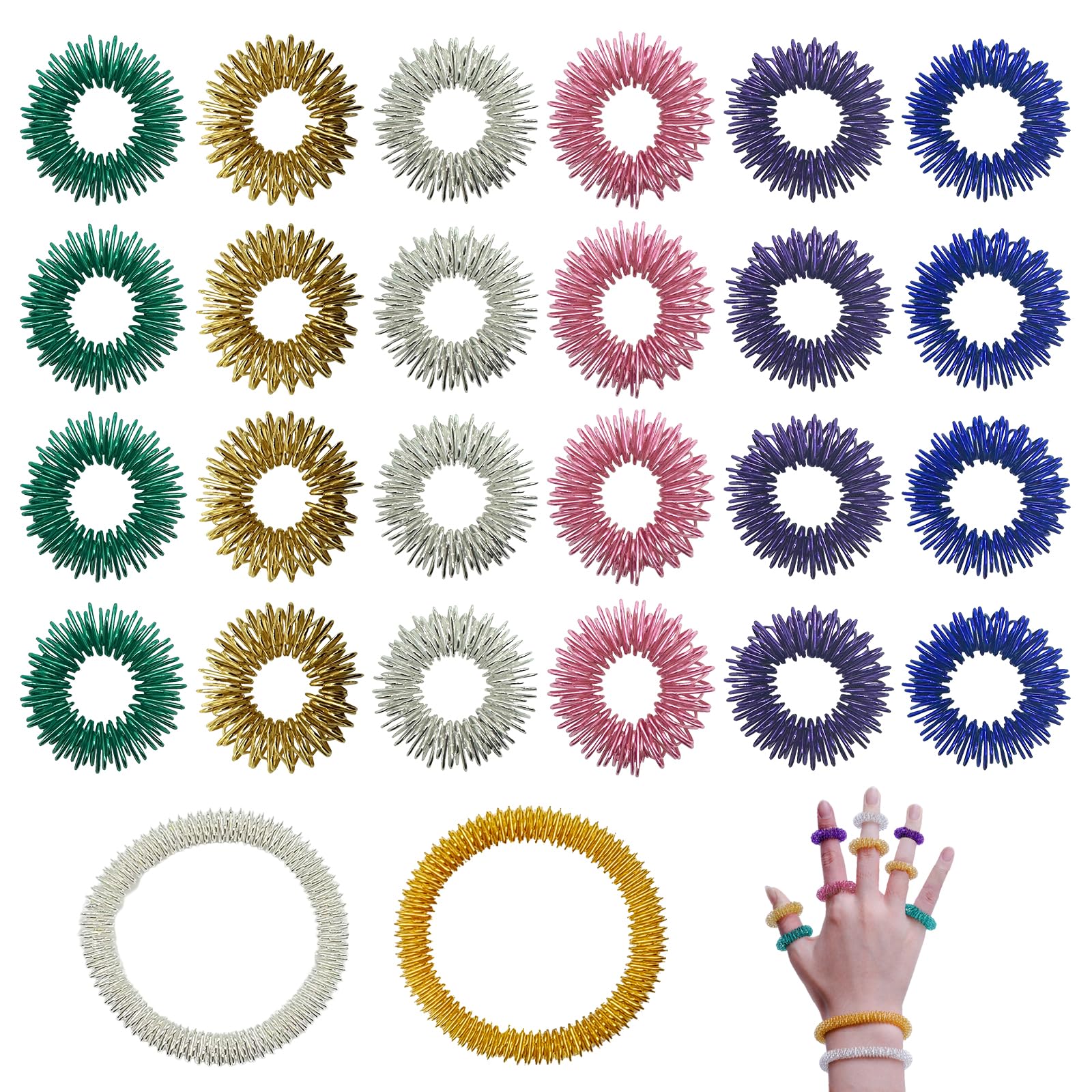 26 sztuk pierścieni antystresowych, pierścienie do masażu palców i nad