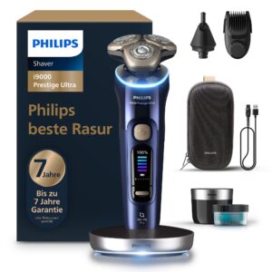 Philips Shaver i9000 Prestige Ultra - Golarka Elektryczna do Golenia na Mokro i na Sucho z Technologią Skin IQ Pro i Systemem Triple Lift