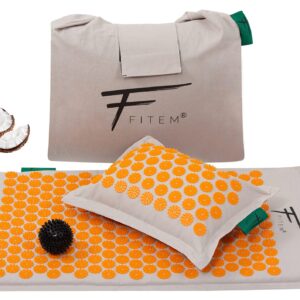 Fitem Mata i poduszka z wypełnieniem kokosowym - masaż łagodzi bóle pleców i szyi, rwa kulszowa, rozluźnienie mięśni - najlepsza akupresura dla redukcji bezsenności