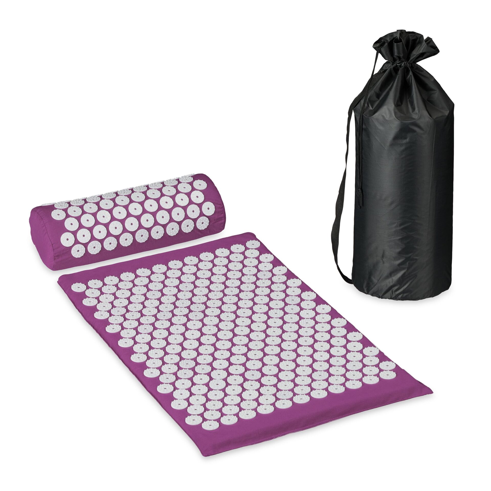 Relaxdays Mata do akupresury z poduszką i torbą - Redukcja stresu - Niebiesko-biała - Akupresura - 6210 końcówek - Wymiary 2,5 x 42 x 65 cm