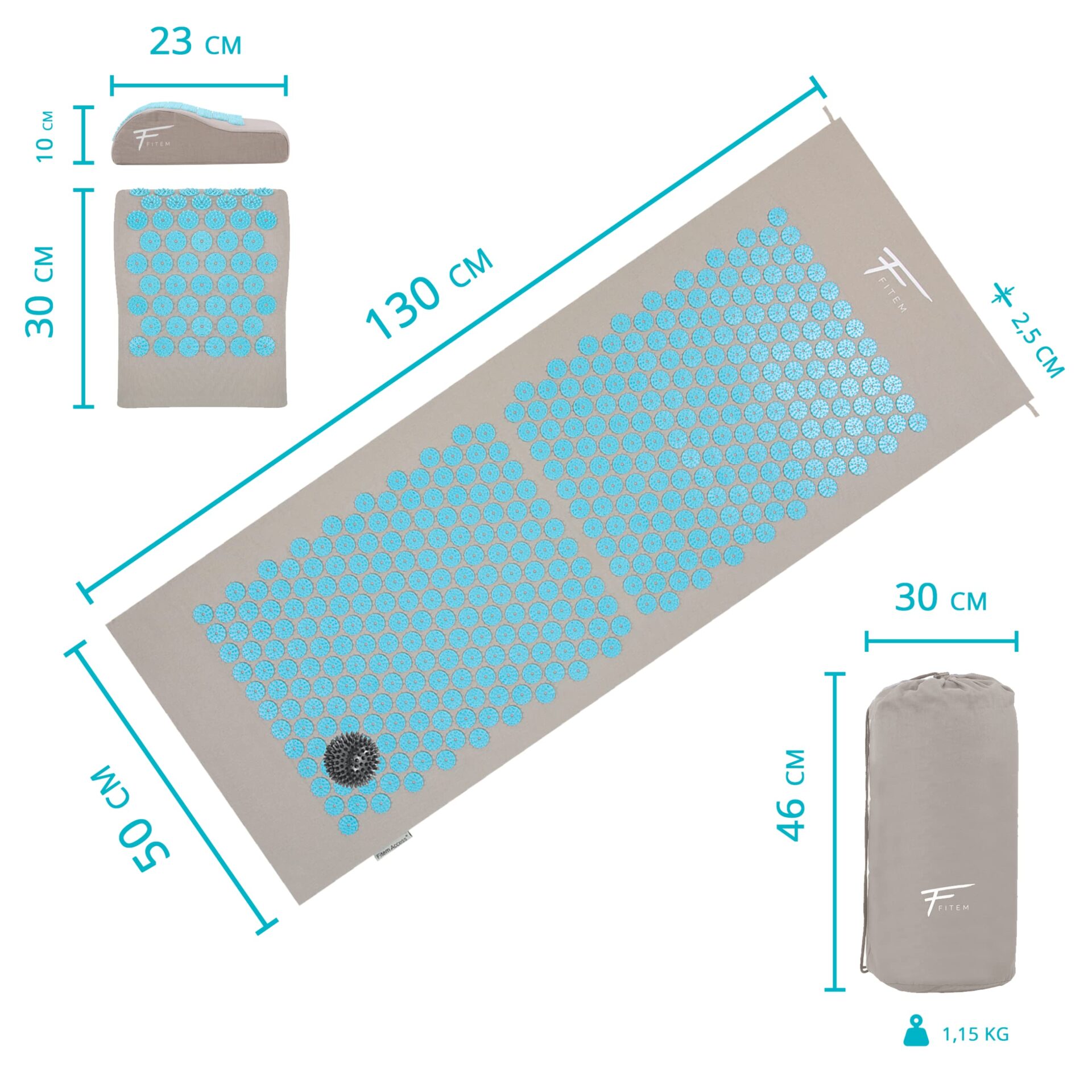 Zestaw akupresury XL Fitem - Mata do akupresury - Poduszka - Piłka do - obrazek 6