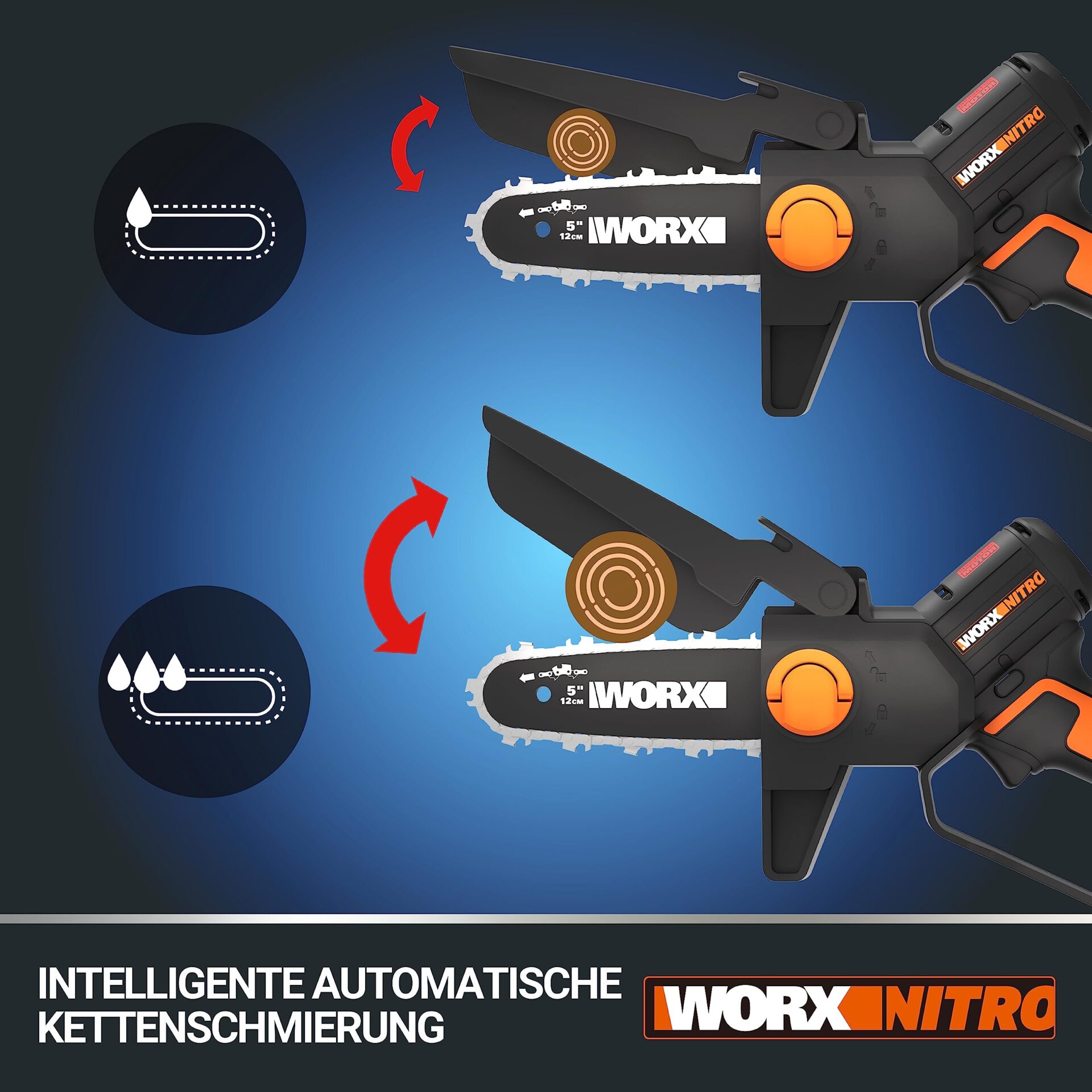 WORX WG325E.9 Nitro Mini piła łańcuchowa 20 V - jednoręczna piła łańcu - obrazek 7