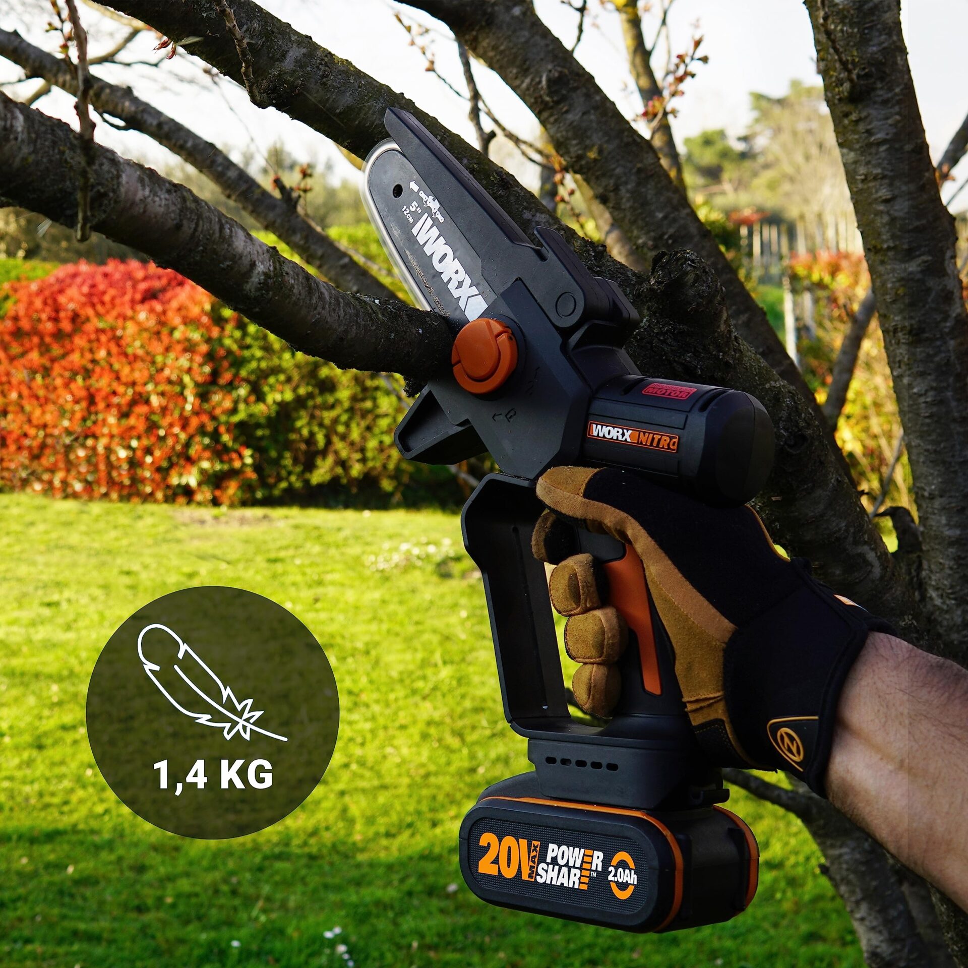 WORX WG325E.9 Nitro Mini piła łańcuchowa 20 V - jednoręczna piła łańcu - obrazek 6
