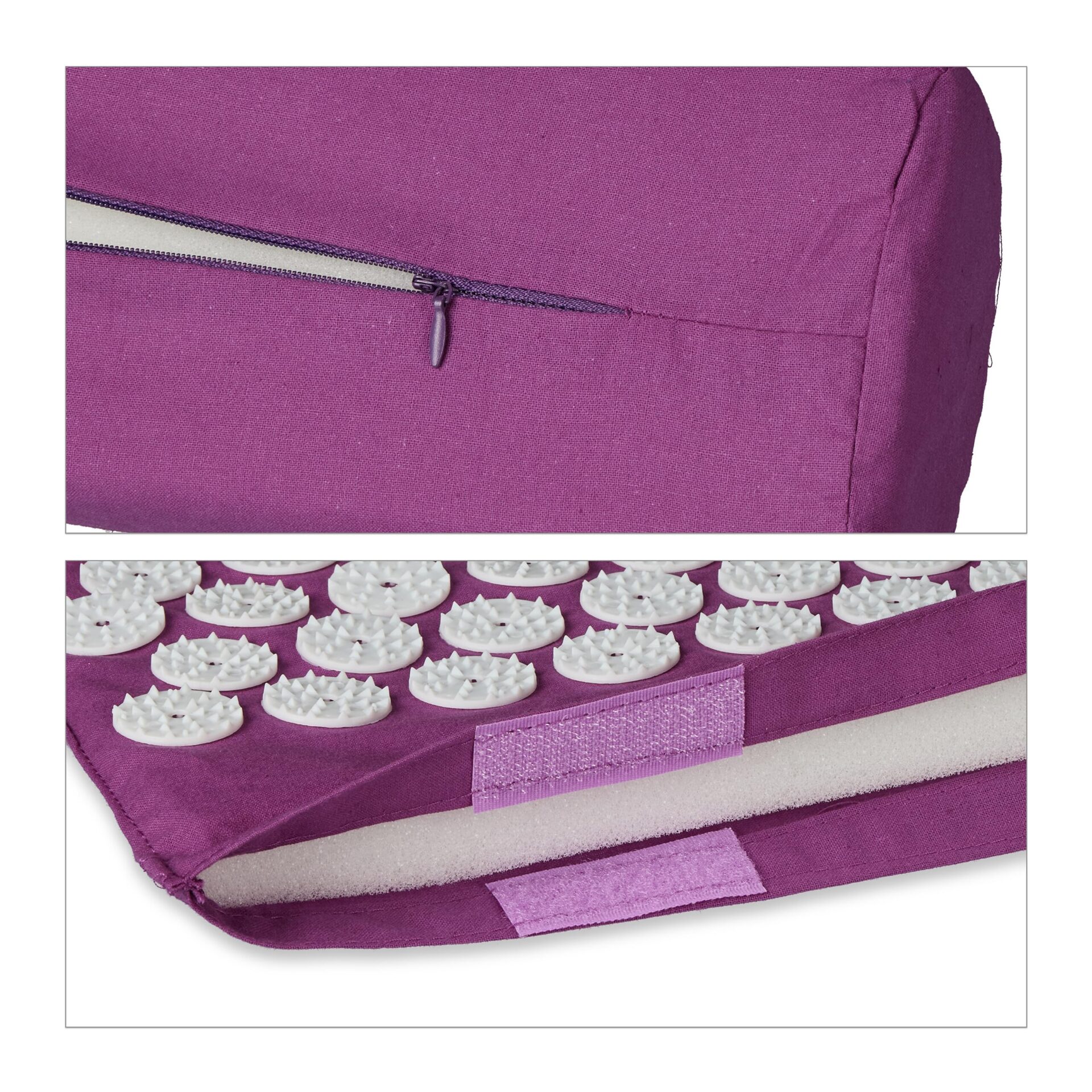 Relaxdays Mata do akupresury z poduszką i torbą - Redukcja stresu - Niebiesko-biała - Akupresura - 6210 końcówek - Wymiary 2,5 x 42 x 65 cm - obrazek 3