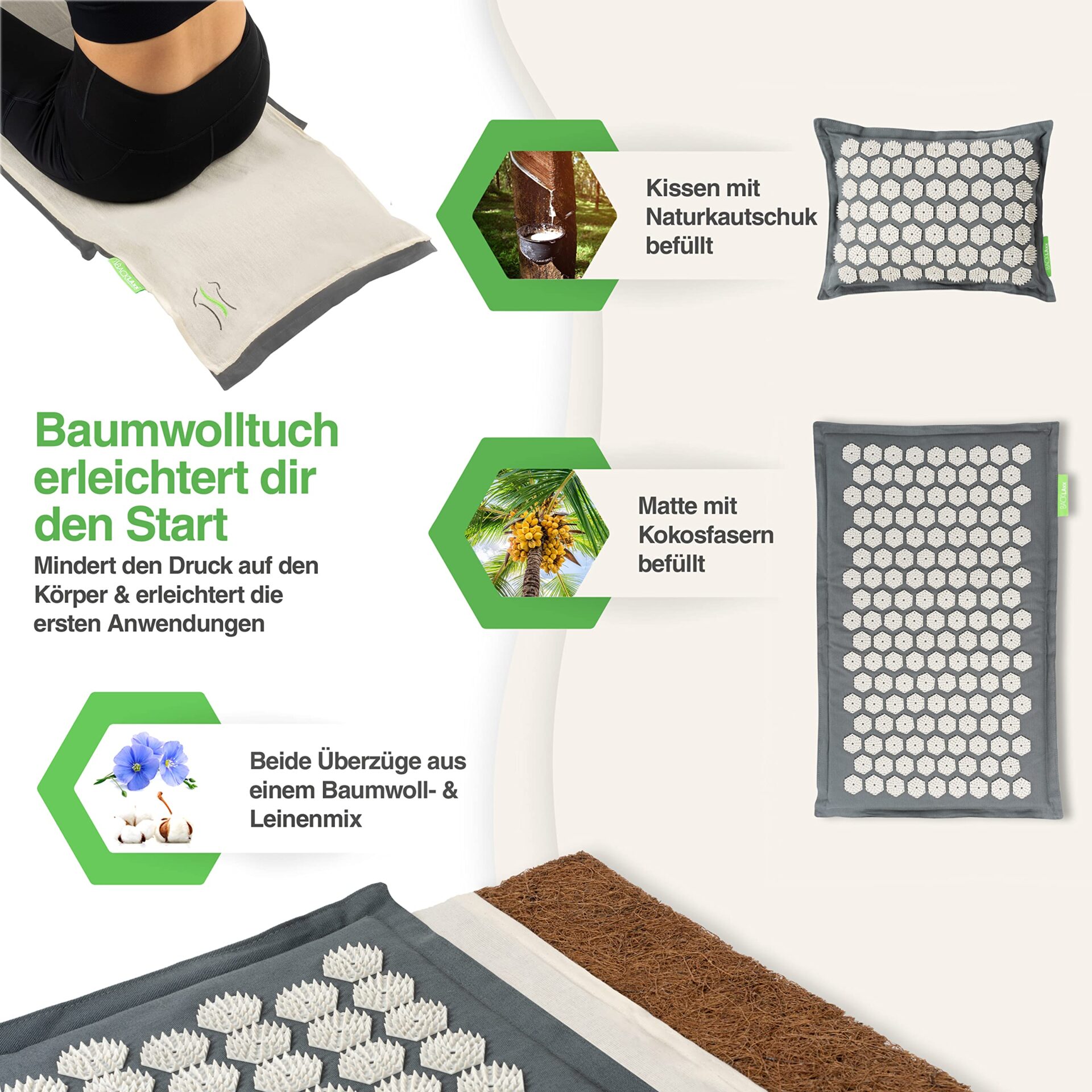 BACKLAxx Zestaw Akupresura Mata do Akupresury do Relaksacyjna dla Plec - obrazek 6