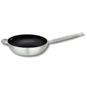 Patelnia wok 28 cm ze stali nierdzewnej 18/10 - patelnia aluminiowa nieprzywierająca, idealna do wszystkich kuchenek