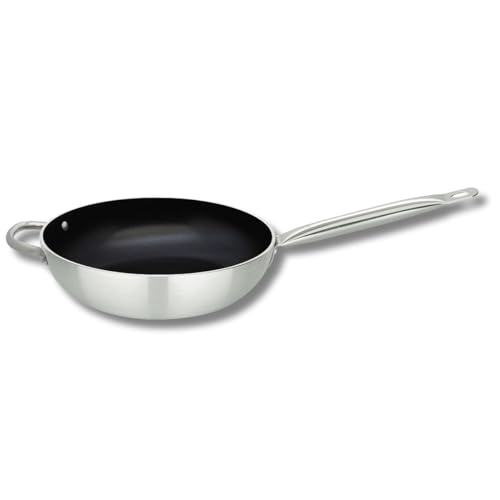 Patelnia wok 28 cm ze stali nierdzewnej 18/10 - patelnia aluminiowa nieprzywierająca, idealna do wszystkich kuchenek