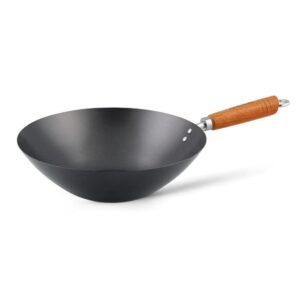 Wok Ken Hom Classic 35 cm Stal Węglowa Czarny/Drewniany - Najlepsza Jakość